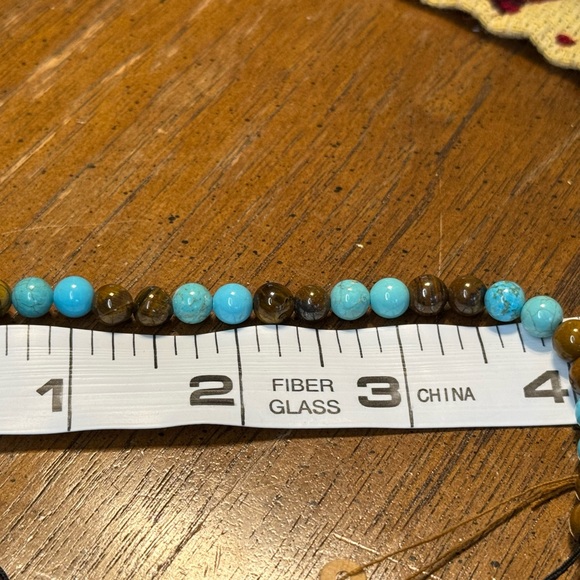 Turquoise and Yellow Tiger Eye Men’s Beaded Bracelet - Picture 5 of 5